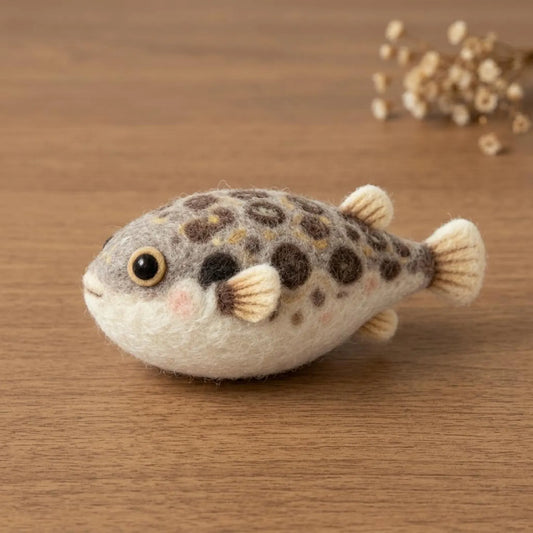 Needle Felting Kit for Beginners Cute Pufferfish DIY Craft Set Marine Animal Lover Gift Stress Relief Hobby