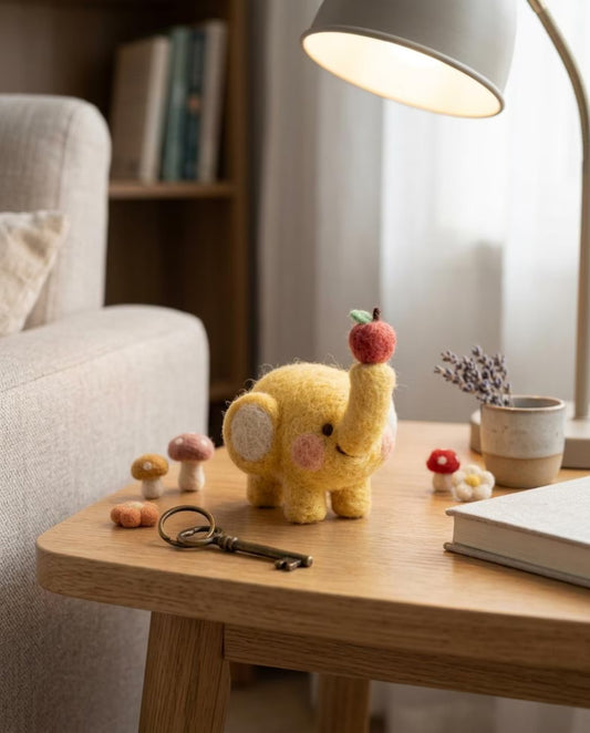 Needle Felting Kit Elephant DIY Craft Set for Beginners Cute Animal Stress Relief Gift for Her Birthday Activity Kawaii Wool Art Kit