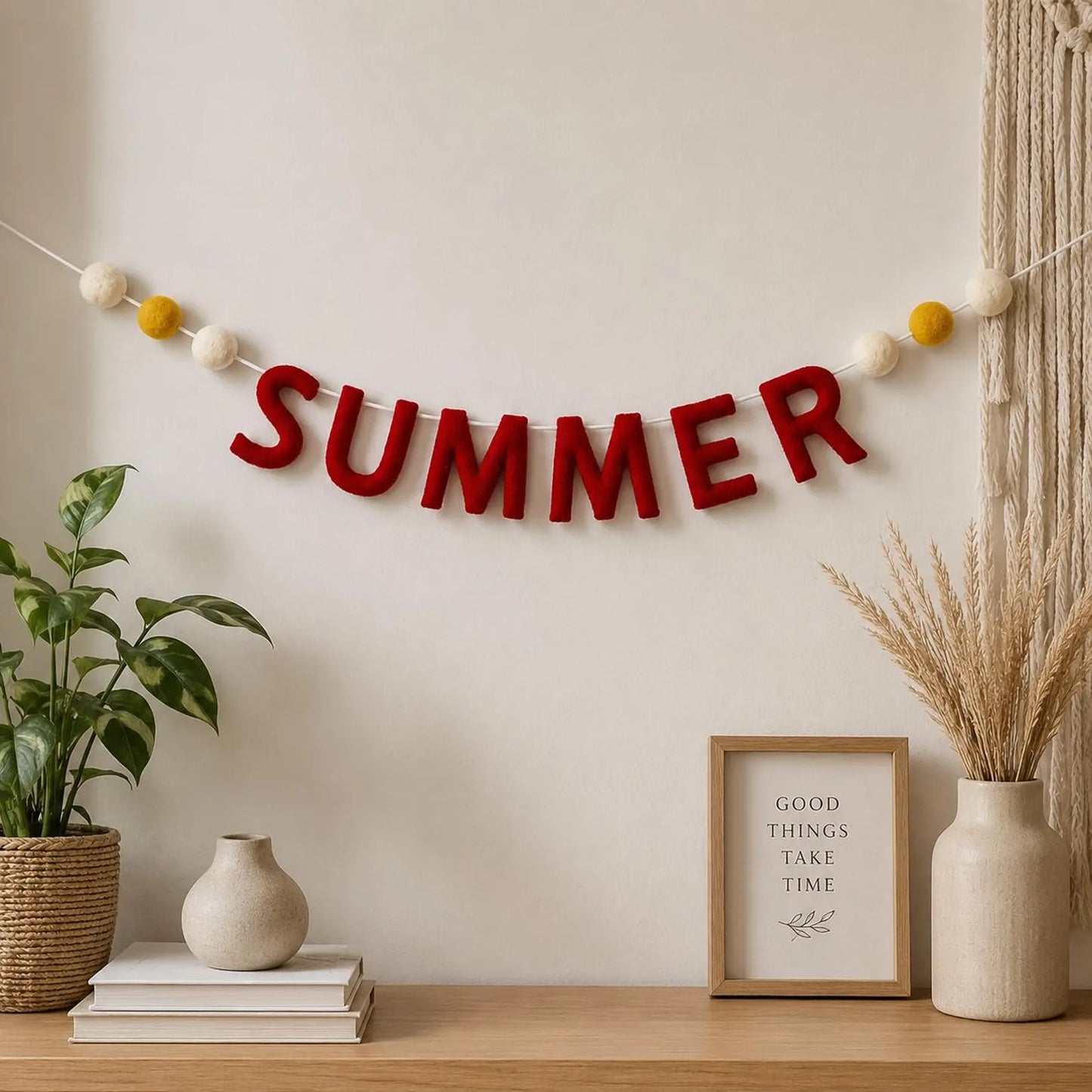 Felt Summer Name Garland | Sunshine, Clouds, Stars Nursery Decor