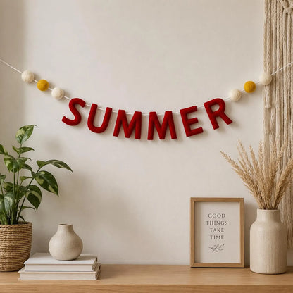 Felt Summer Name Garland | Sunshine, Clouds, Stars Nursery Decor