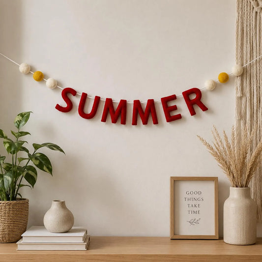 Felt Summer Name Garland | Sunshine, Clouds, Stars Nursery Decor