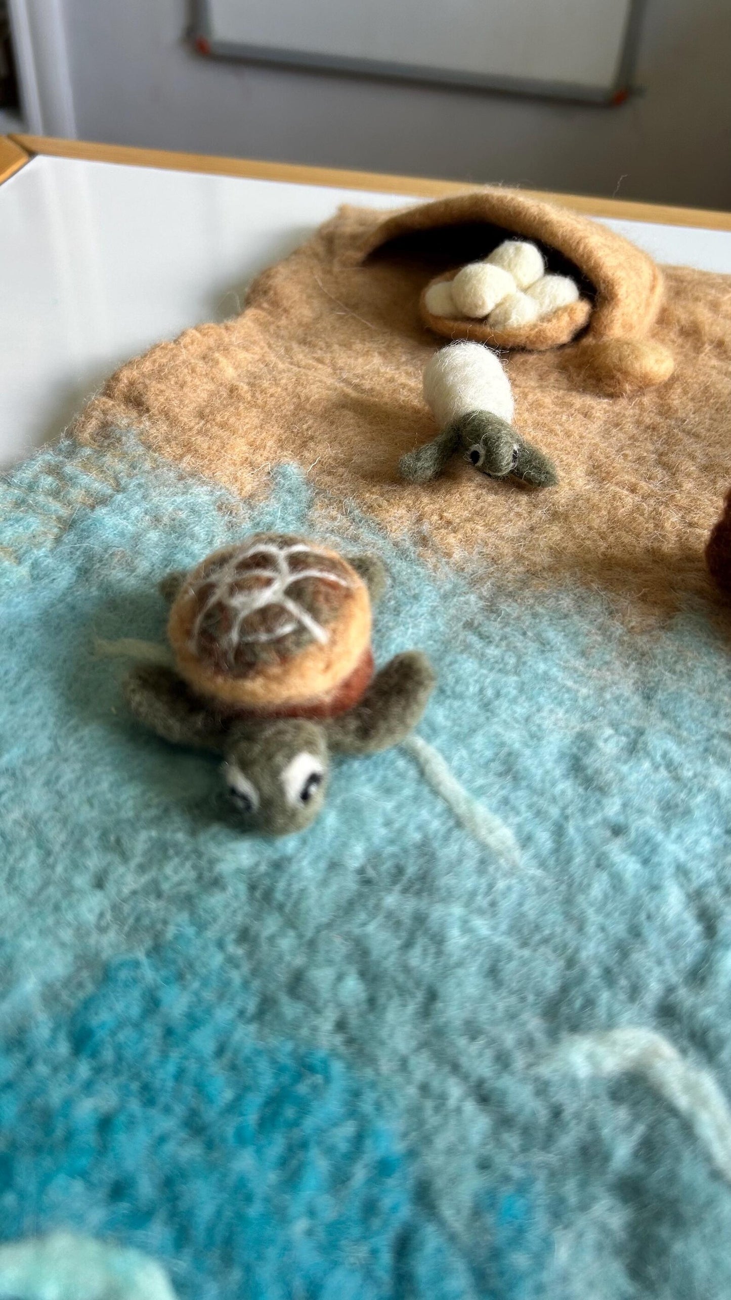 Sea Turtle Life Cycle Felt Play Mat – Handmade Waldorf Ocean Small World Set