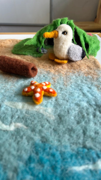Sea Turtle Life Cycle Felt Play Mat – Handmade Waldorf Ocean Small World Set