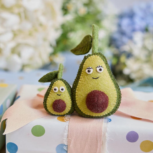 Avocados Ornament, Hand Felted Foodie Charm, Handmade Mother's Day Decor