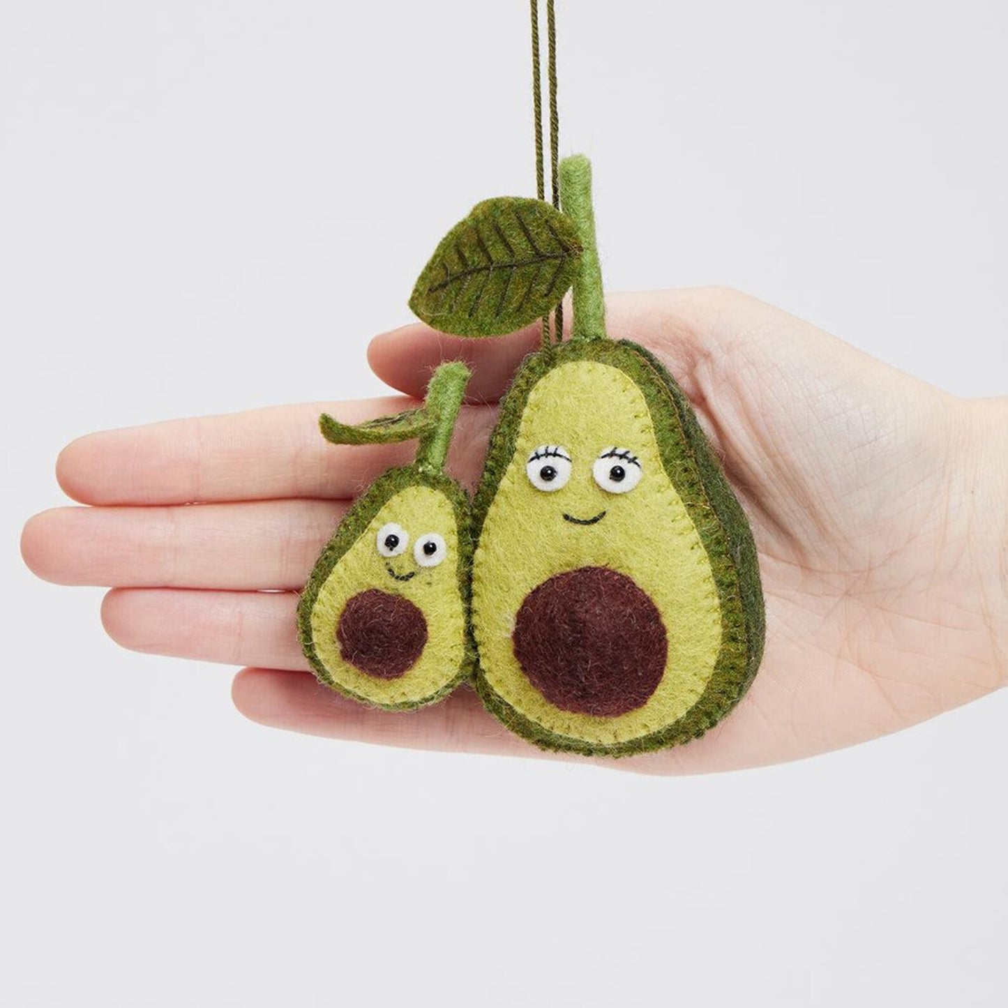 Avocados Ornament, Hand Felted Foodie Charm, Handmade Mother's Day Decor