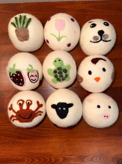 Handmade Needle Felted Wool Dryer Balls | Reusable Eco Friendly Laundry Softener | Cute Laundry Decor