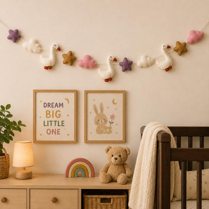 Personalized Felt Goose Name Garland, Custom Baby Nursery Decor, Crib Banner, Baby Shower Gift