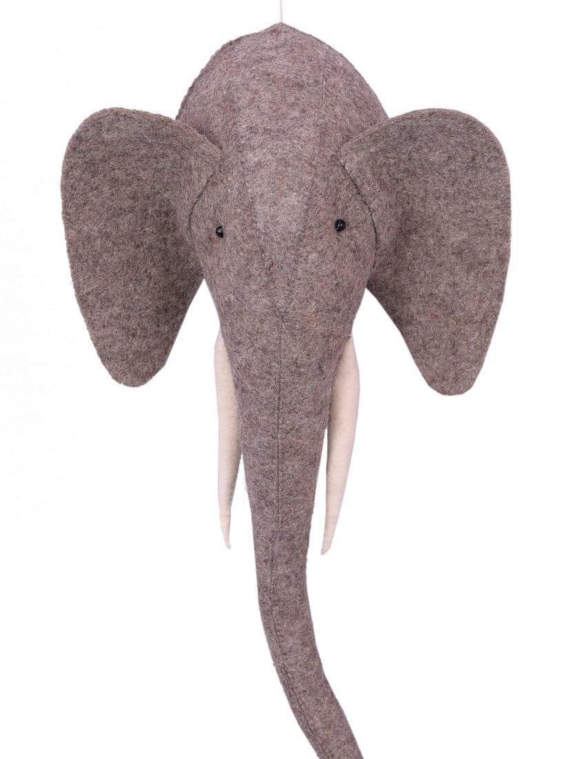 Gentle Giant: Handcrafted Felt Elephant Wall Mount